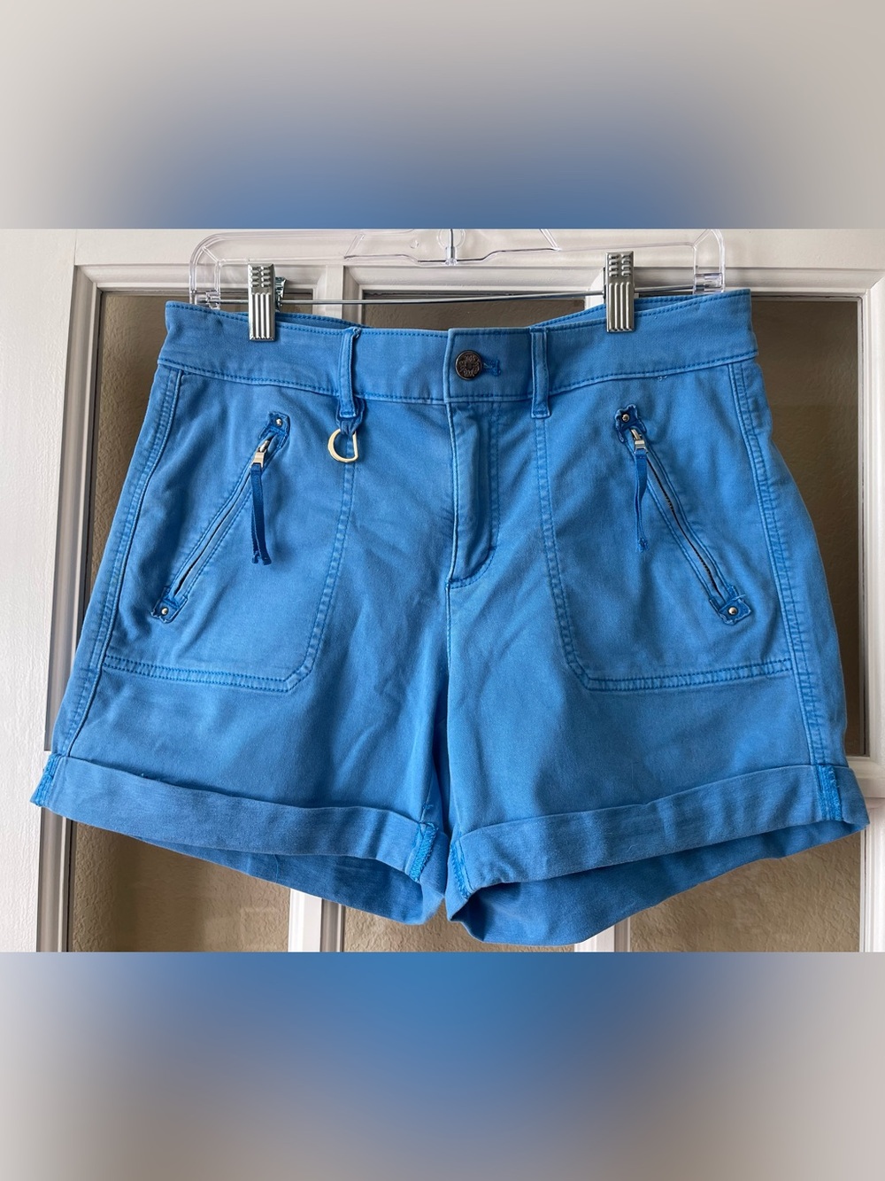 White House Black Market Bright Blue High-Waist Utility Shorts